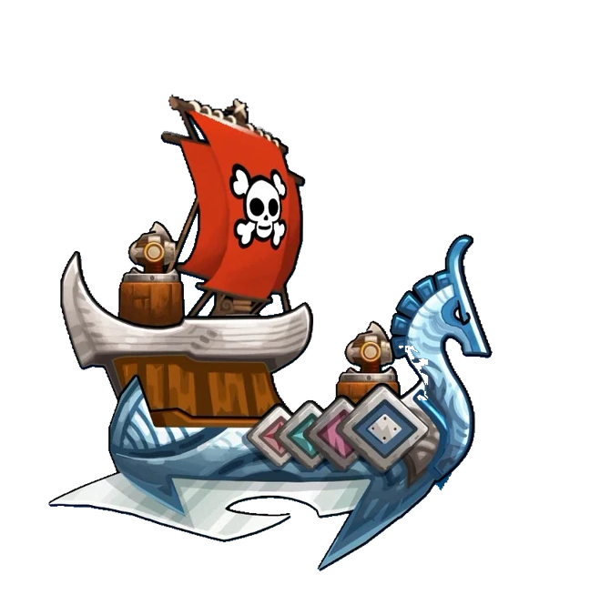 Iceborne animated ship with red sail and transparent background